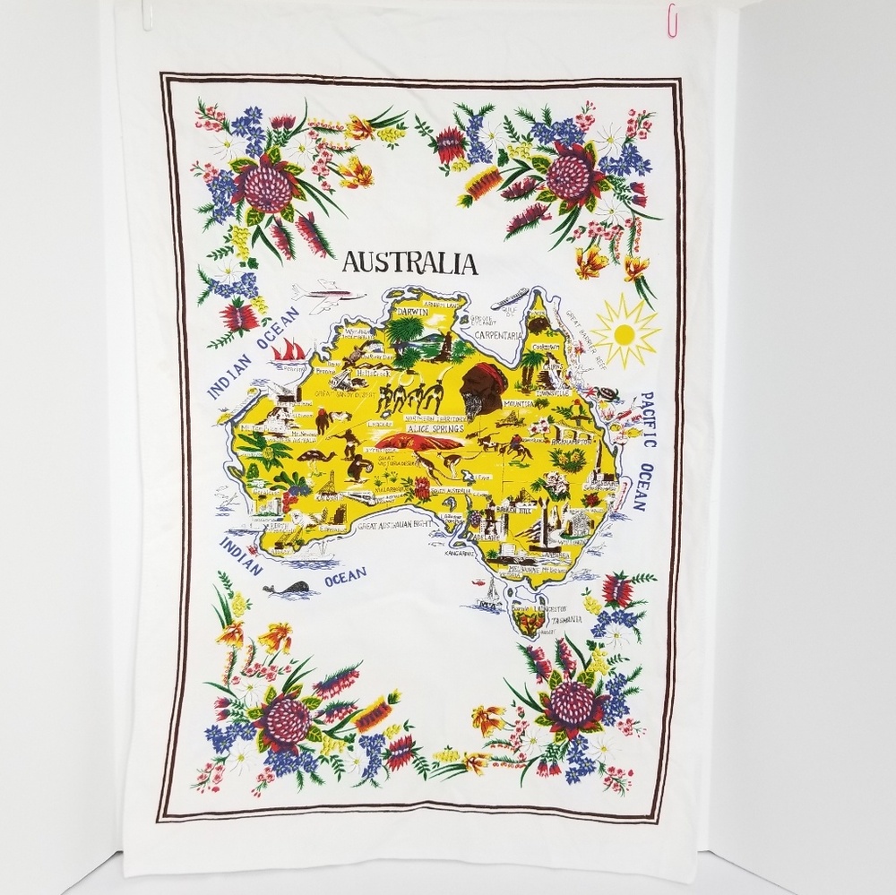 Kitchen Tea Towel Australia Map 100% Cotton